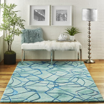 Nourison - Symmetry SMM05 Aqua 53in x 79in Area Rug - SMM05-99446495501_CLOSEOUT veiw 2