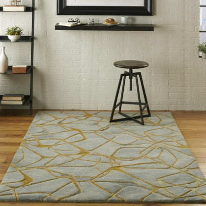 Nourison - Symmetry SMM05 Gold and Bone 39in x 59in Area Rug - SMM05-99446495914_CLOSEOUT veiw 2