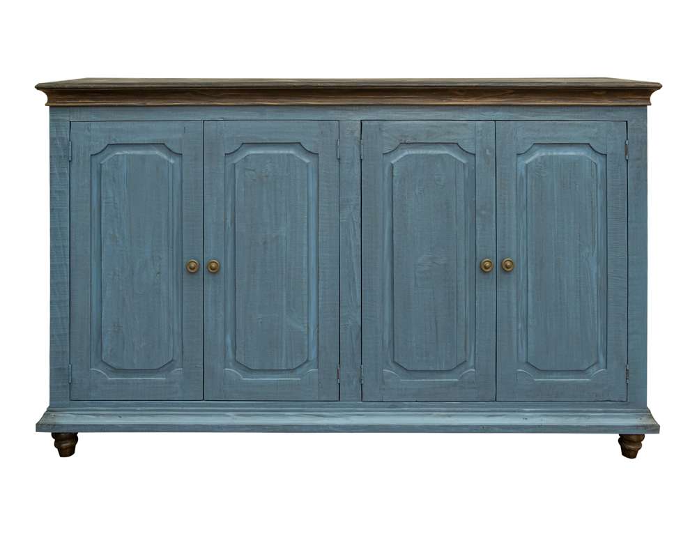 IFD - Margot 4 Doors Console, Two fixed shelves, Sky Blue Finish  - IFD7021CNSDK veiw 1