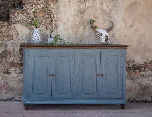 IFD - Margot 4 Doors Console, Two fixed shelves, Sky Blue Finish  - IFD7021CNSDK veiw 2