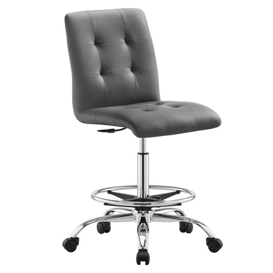 Modway - Prim Armless Vegan Leather Drafting Chair - EEI-4981-SLV-GRY veiw 2