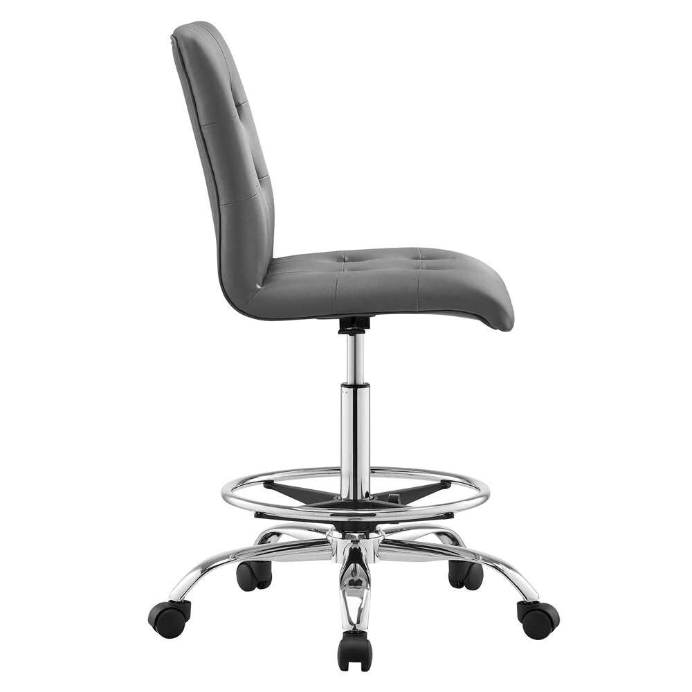 Modway - Prim Armless Vegan Leather Drafting Chair - EEI-4981-SLV-GRY veiw 3