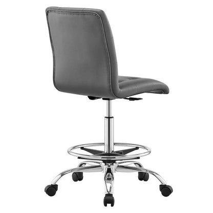Modway - Prim Armless Vegan Leather Drafting Chair - EEI-4981-SLV-GRY veiw 4