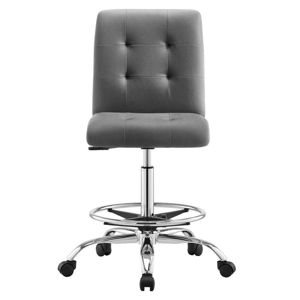 Modway - Prim Armless Vegan Leather Drafting Chair - EEI-4981-SLV-GRY veiw 5