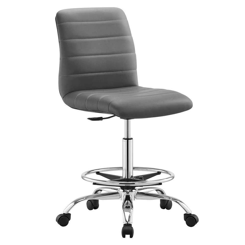 Modway - Ripple Armless Vegan Leather Drafting Chair - EEI-4980-SLV-GRY veiw 1