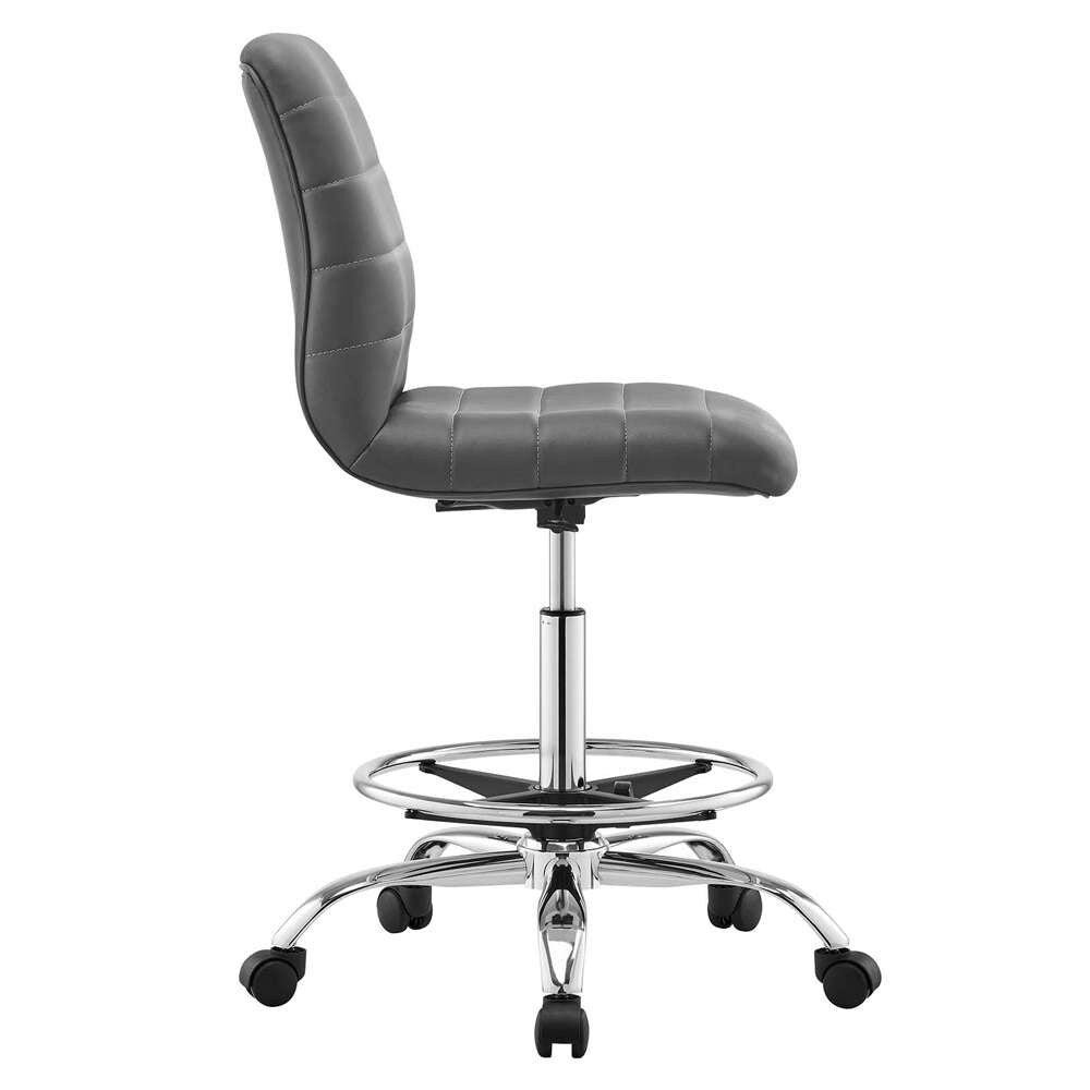 Modway - Ripple Armless Vegan Leather Drafting Chair - EEI-4980-SLV-GRY veiw 3