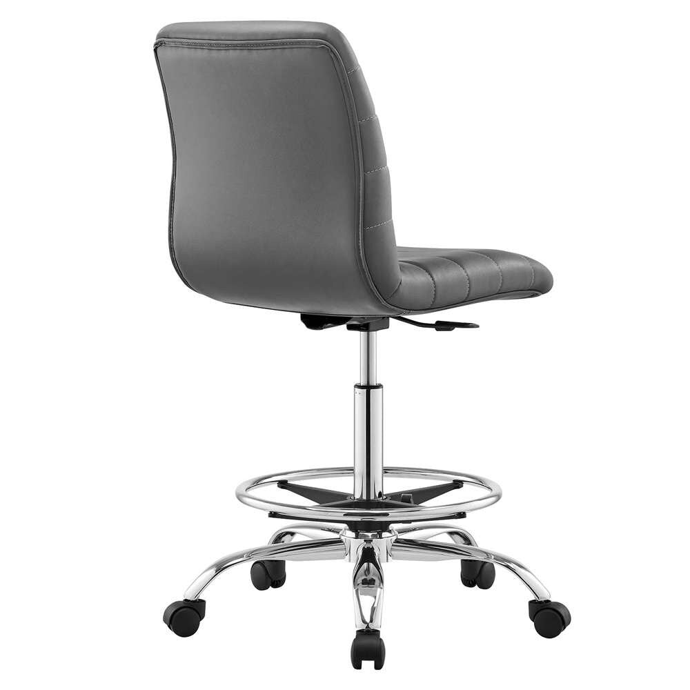 Modway - Ripple Armless Vegan Leather Drafting Chair - EEI-4980-SLV-GRY veiw 4