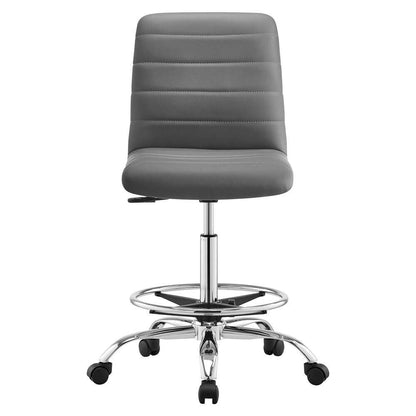 Modway - Ripple Armless Vegan Leather Drafting Chair - EEI-4980-SLV-GRY veiw 5
