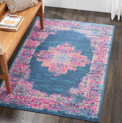 Nourison - Passion PSN03 Blue and Pink 39in x 59in Boho Area Rug - PSN03-99446396952 veiw 3