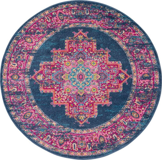 Nourison - Passion PSN03 Blue 4 x Round Boho Area Rug - PSN03-99446469236 veiw 1
