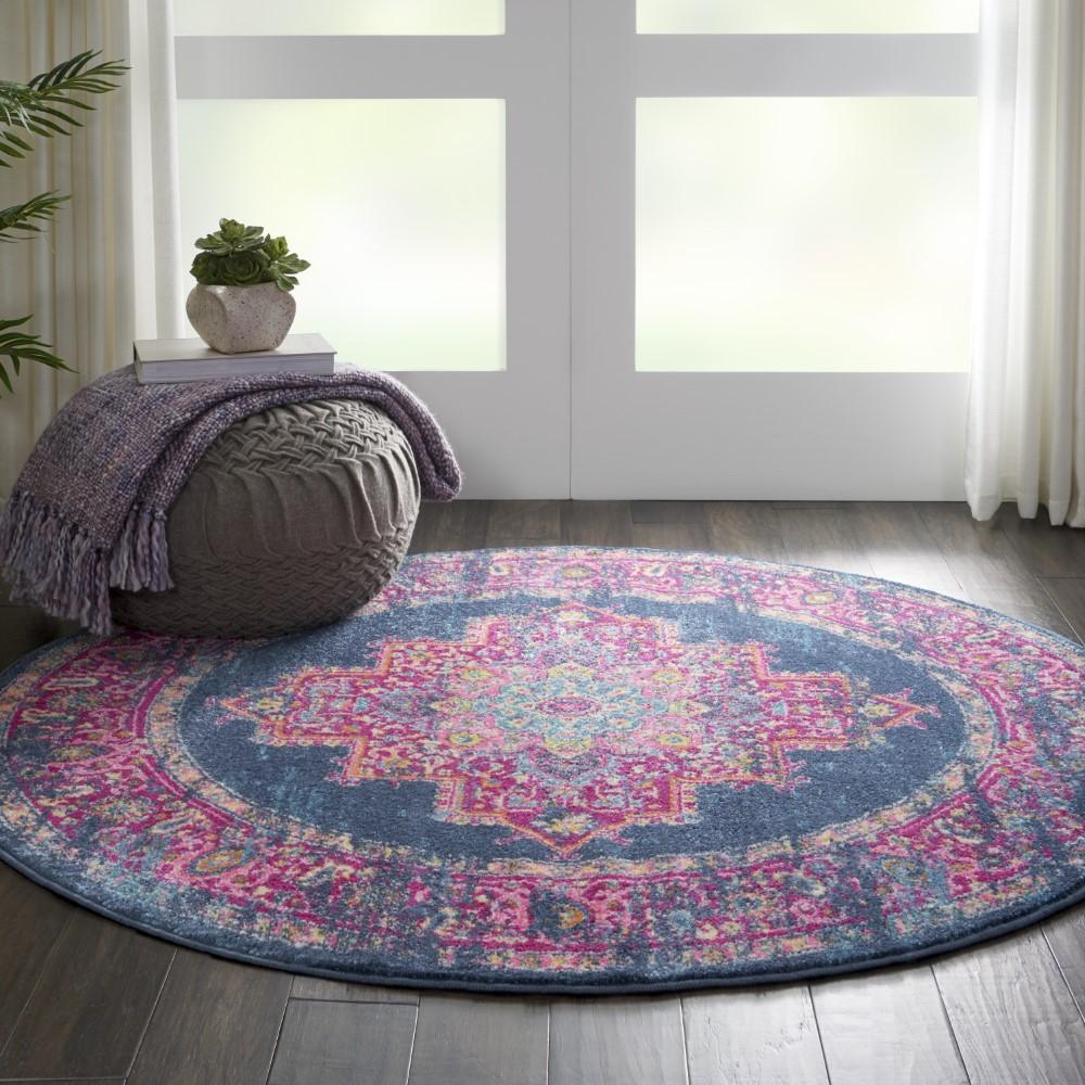 Nourison - Passion PSN03 Blue 4 x Round Boho Area Rug - PSN03-99446469236 veiw 2