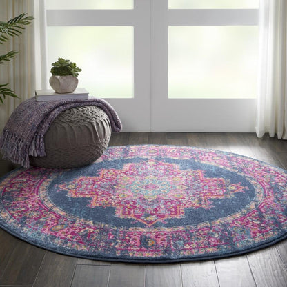 Nourison - Passion PSN03 Blue 4 x Round Boho Area Rug - PSN03-99446469236 veiw 2