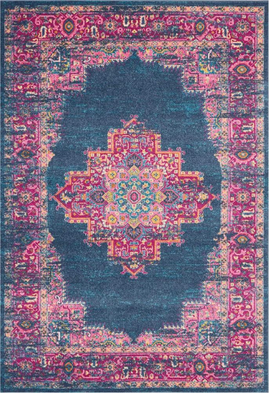 Nourison - Passion PSN03 Blue and Pink 67in x 96in Large Rug - PSN03-99446397225 veiw 1