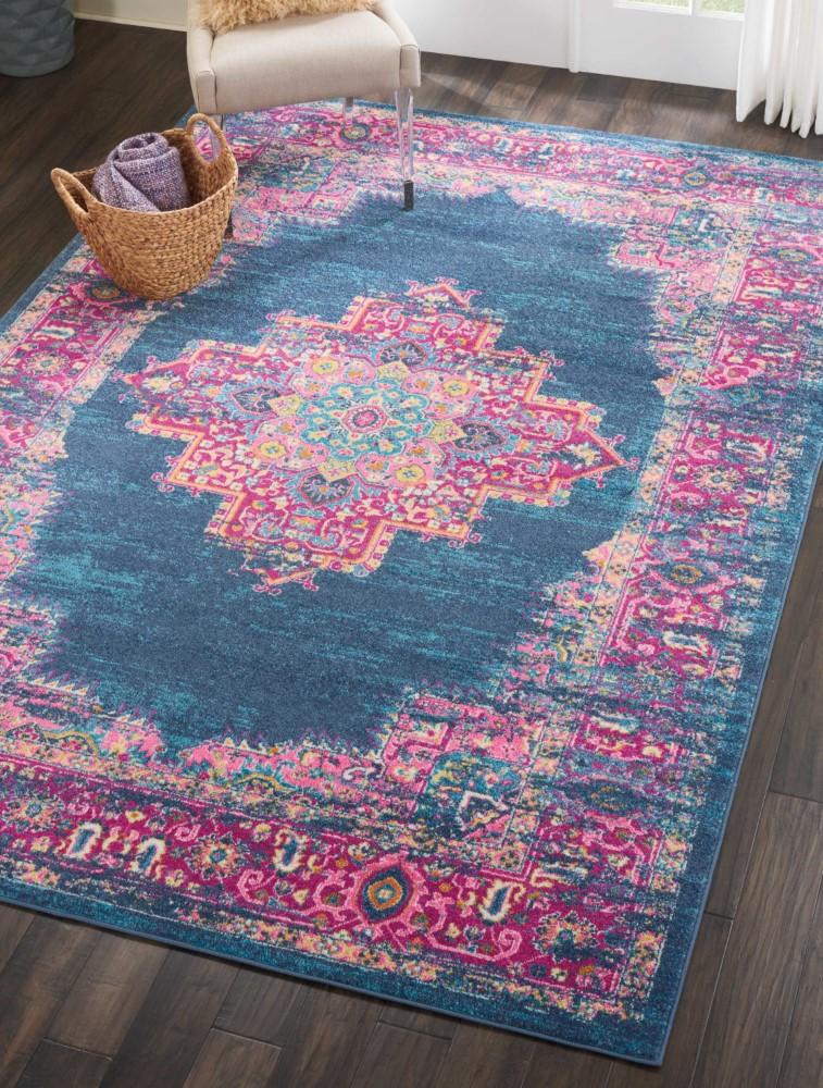 Nourison - Passion PSN03 Blue and Pink 67in x 96in Large Rug - PSN03-99446397225 veiw 2
