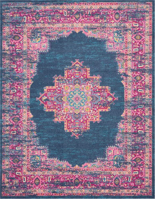 Nourison - Passion PSN03 Blue and Pink 8x10 Large Rug - PSN03-99446397133 veiw 1