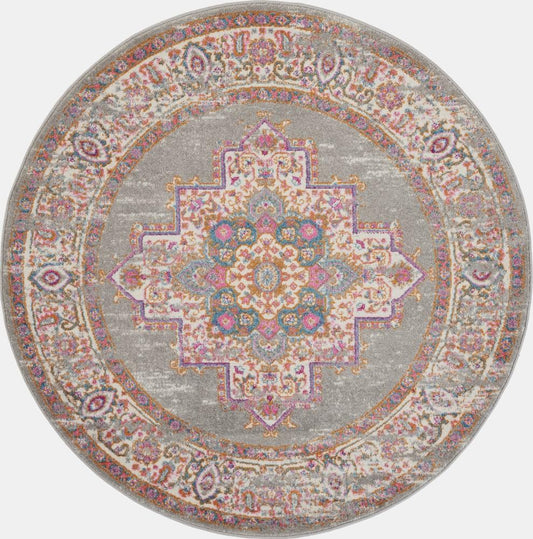 Nourison - Passion PSN03 Bone 53in x Round Vintage Area Rug - PSN03-99446457561 veiw 1