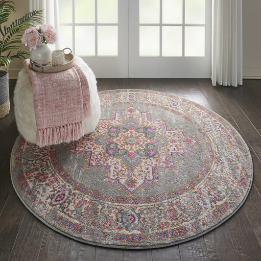 Nourison - Passion PSN03 Bone 53in x Round Vintage Area Rug - PSN03-99446457561 veiw 2