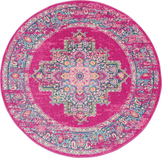 Nourison - Passion PSN03 Pink 4 x Round Boho Area Rug - PSN03-99446469274 veiw 1