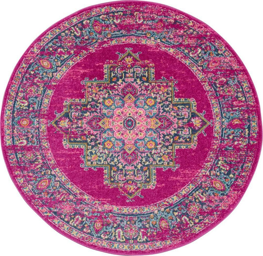 Nourison - Passion PSN03 Pink 53in x Round Boho Area Rug - PSN03-99446469281 veiw 1