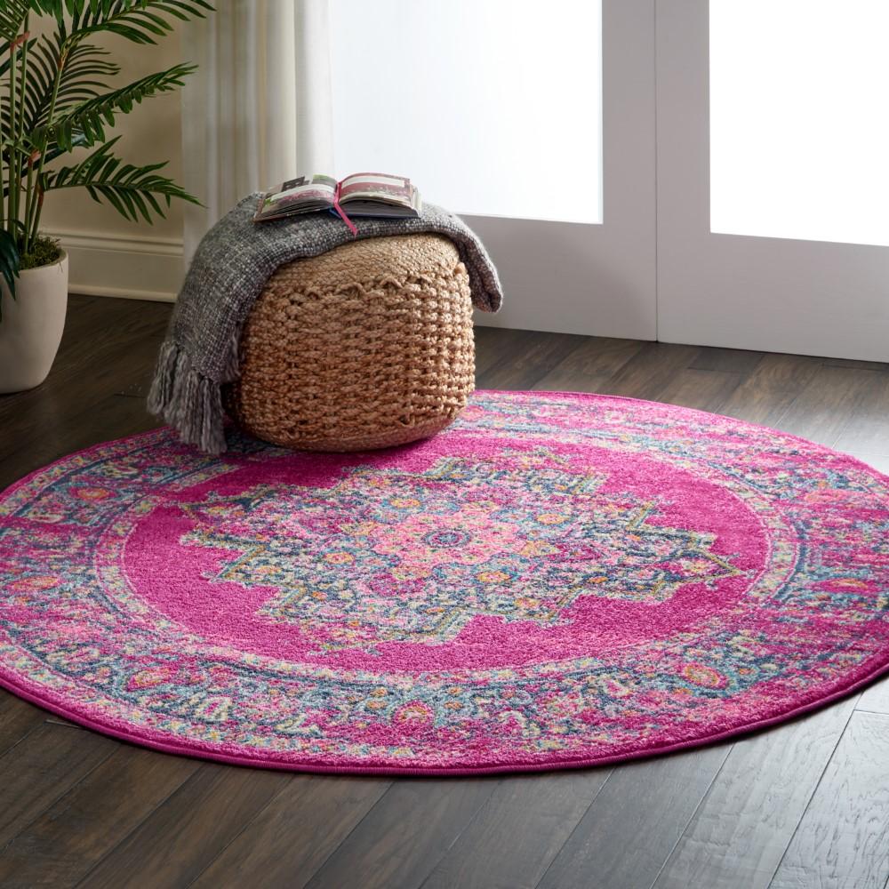 Nourison - Passion PSN03 Pink 53in x Round Boho Area Rug - PSN03-99446469281 veiw 2