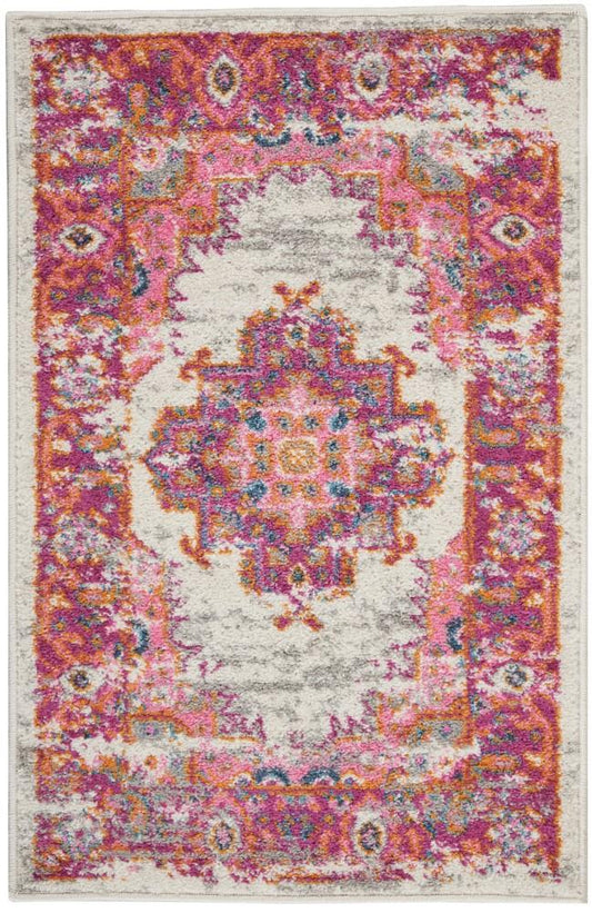 Nourison - Passion 22in x 34in Pink and White Vintage Area Rug - PSN03-99446388094 veiw 1