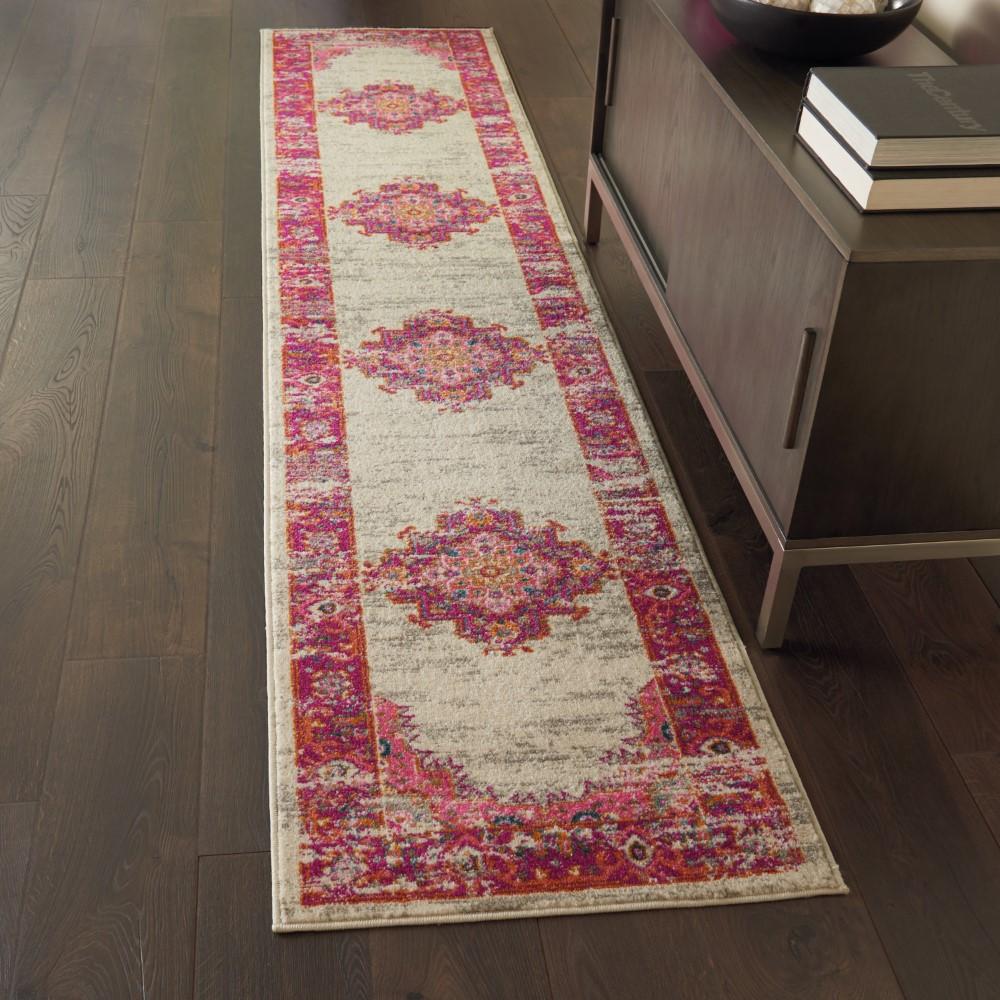 Nourison - Passion PSN03 Pink and White 22in x 10 Hallway Rug - PSN03-99446456052 veiw 2