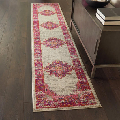 Nourison - Passion PSN03 Pink and White 22in x 10 Hallway Rug - PSN03-99446456052 veiw 2