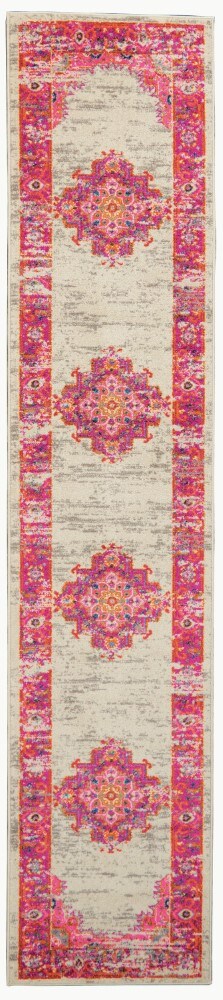 Nourison - Passion PSN03 Pink and White 22in x 76in Hallway Rug - PSN03-99446388155 veiw 1
