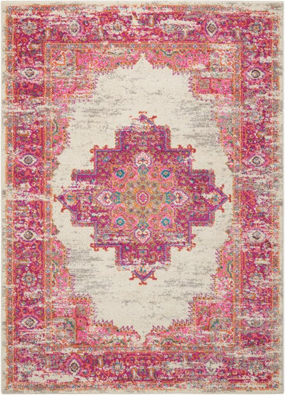 Nourison - Passion PSN03 Pink and White 39in x 59in Vintage Area Rug - PSN03-99446388162 veiw 1