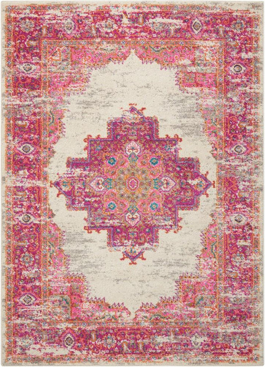 Nourison - Passion PSN03 Pink and White 53in x 73in Vintage Area Rug - PSN03-99446388179 veiw 1