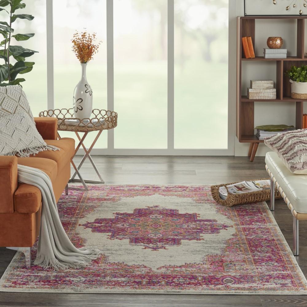 Nourison - Passion PSN03 Pink and White 53in x 73in Vintage Area Rug - PSN03-99446388179 veiw 2