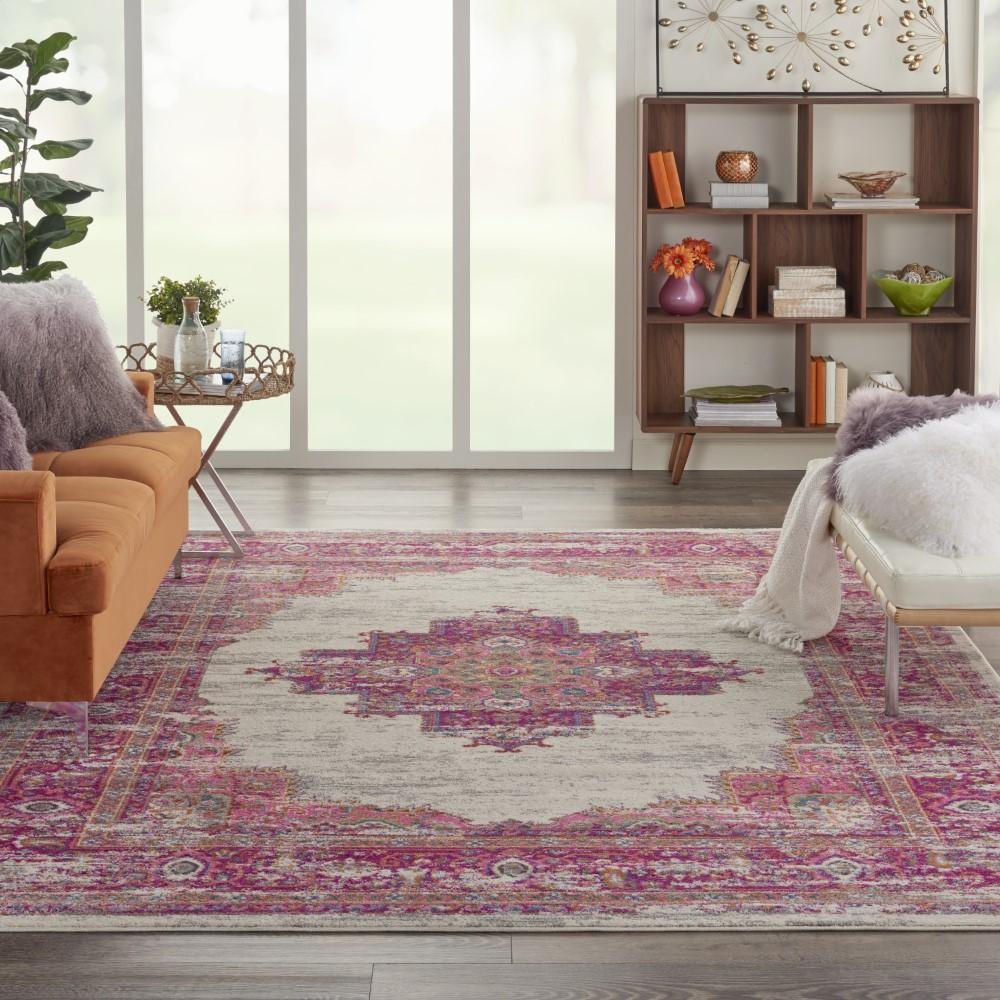 Nourison - Passion PSN03 Pink and White 8x10 Large Rug - PSN03-99446388193 veiw 2