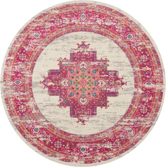 Nourison - Passion PSN03 Pink and White 8 x Round Large Rug - PSN03-99446259677 veiw 1