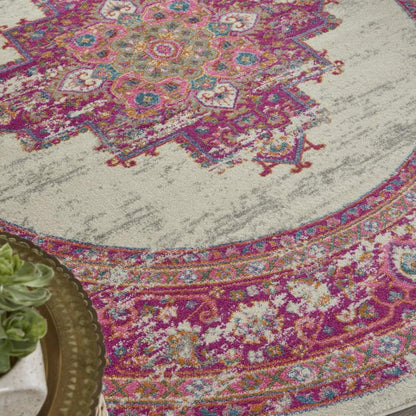 Nourison - Passion PSN03 Pink and White 8 x Round Large Rug - PSN03-99446259677 veiw 3