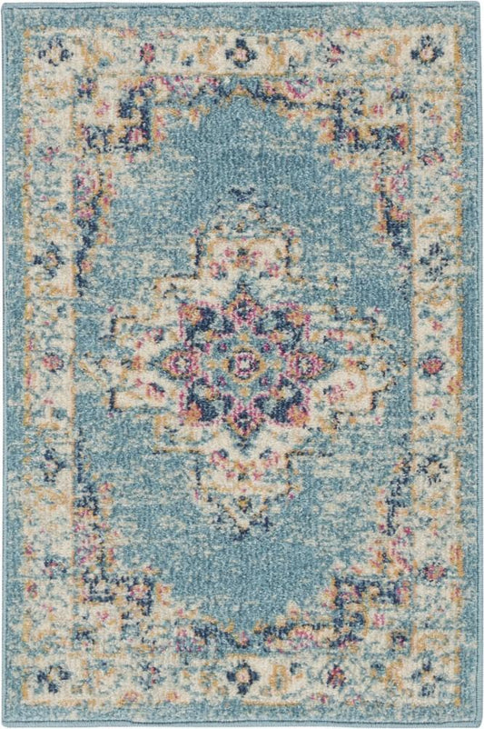 Nourison - Passion 110in x 210in Ivory Light Blue Area Rug - PSN03-99446477484 veiw 1