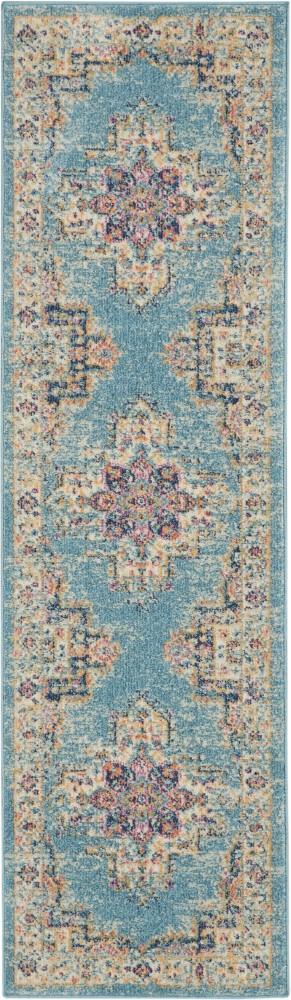 Nourison - Passion 22in x 76in Ivory Light Blue Area Rug - PSN03-99446477538 veiw 1