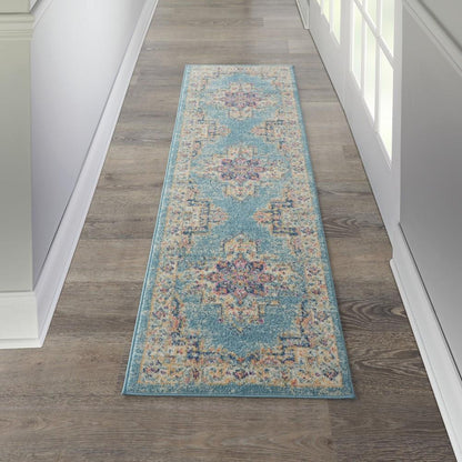 Nourison - Passion 22in x 76in Ivory Light Blue Area Rug - PSN03-99446477538 veiw 2