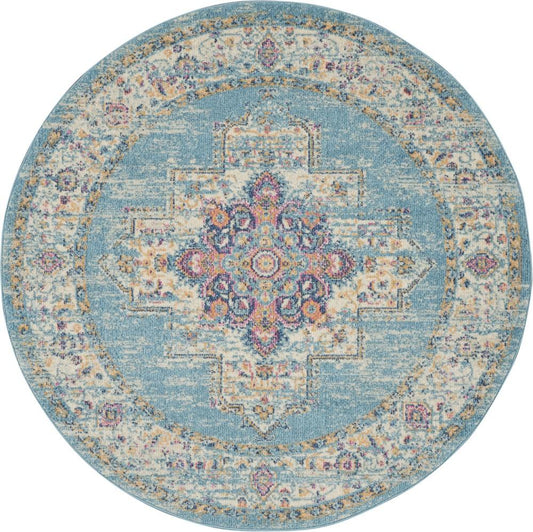 Nourison - Passion 4 x Round Ivory Light Blue Area Rug - PSN03-99446477576 veiw 1