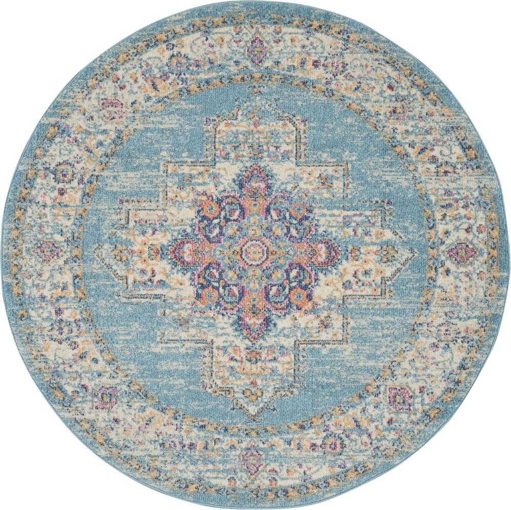 Nourison - Passion 53in x Round Ivory Light Blue Area Rug - PSN03-99446734167 veiw 1