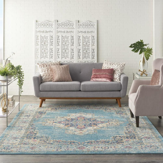 Nourison - Passion 8 x 10 Ivory Light Blue Area Rug - PSN03-99446477569 veiw 2