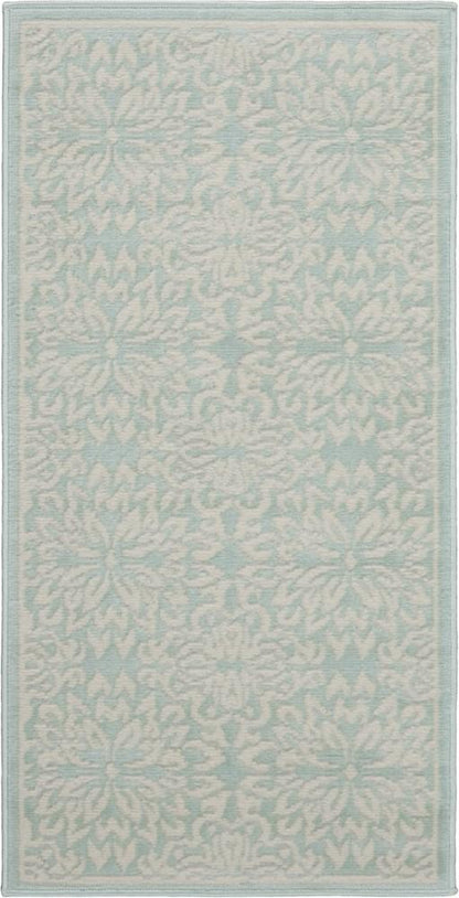 Nourison - Jubilant 2 x 4 Small Aqua Floral Area Rug - JUB06-99446478238 veiw 1