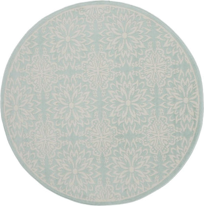 Nourison - Jubilant JUB06 Aqua 53in x Round Beach Area Rug - JUB06-99446478276 veiw 1