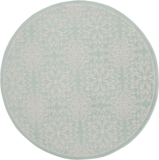 Nourison - Jubilant JUB06 Aqua 53in x Round Beach Area Rug - JUB06-99446478276 veiw 1