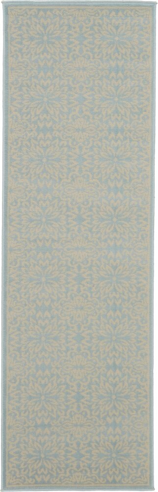 Nourison - Jubilant JUB06 Light Blue 23in x 73in Low-pile Hallway Rug - JUB06-99446478436 veiw 1