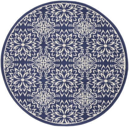 Nourison - Jubilant 53in x Round Navy Ivory Transitional Area Rug - JUB06-99446777348 veiw 1