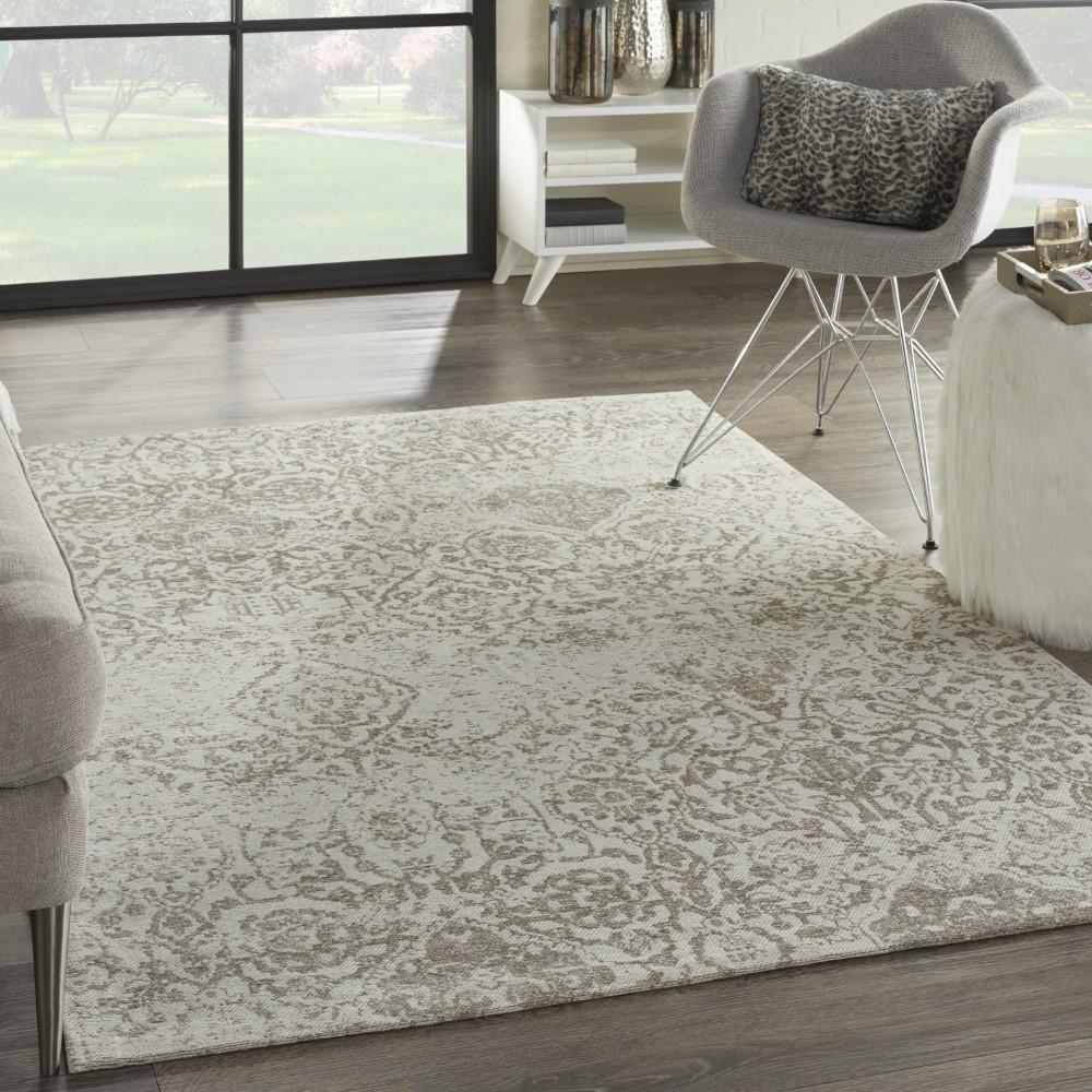 Nourison - Damask DAS06 White 5x7 Vintage Area Rug - DAS06-99446349828 veiw 2