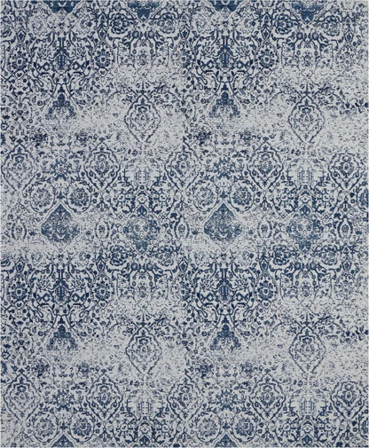 Nourison - Damask DAS06 Dark Blue and White 8x10 Large Flat Weave Rug - DAS06-99446349873 veiw 1