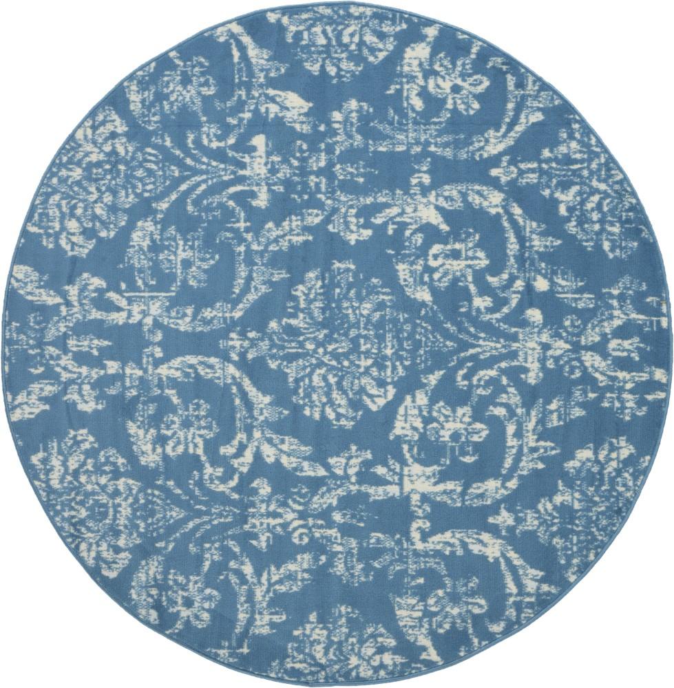 Nourison - Jubilant JUB09 Blue 53in x Round Farmhouse Area Rug - JUB09-99446478696 veiw 1