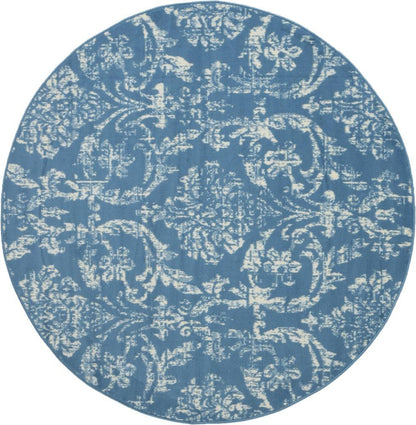 Nourison - Jubilant JUB09 Blue 53in x Round Farmhouse Area Rug - JUB09-99446478696 veiw 1