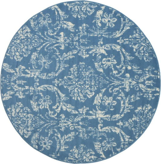 Nourison - Jubilant JUB09 Blue 53in x Round Farmhouse Area Rug - JUB09-99446478696 veiw 1